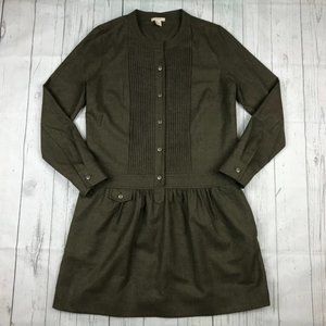 J. Crew Sundrine Wool Blend Olive Shirtdress Sz 0